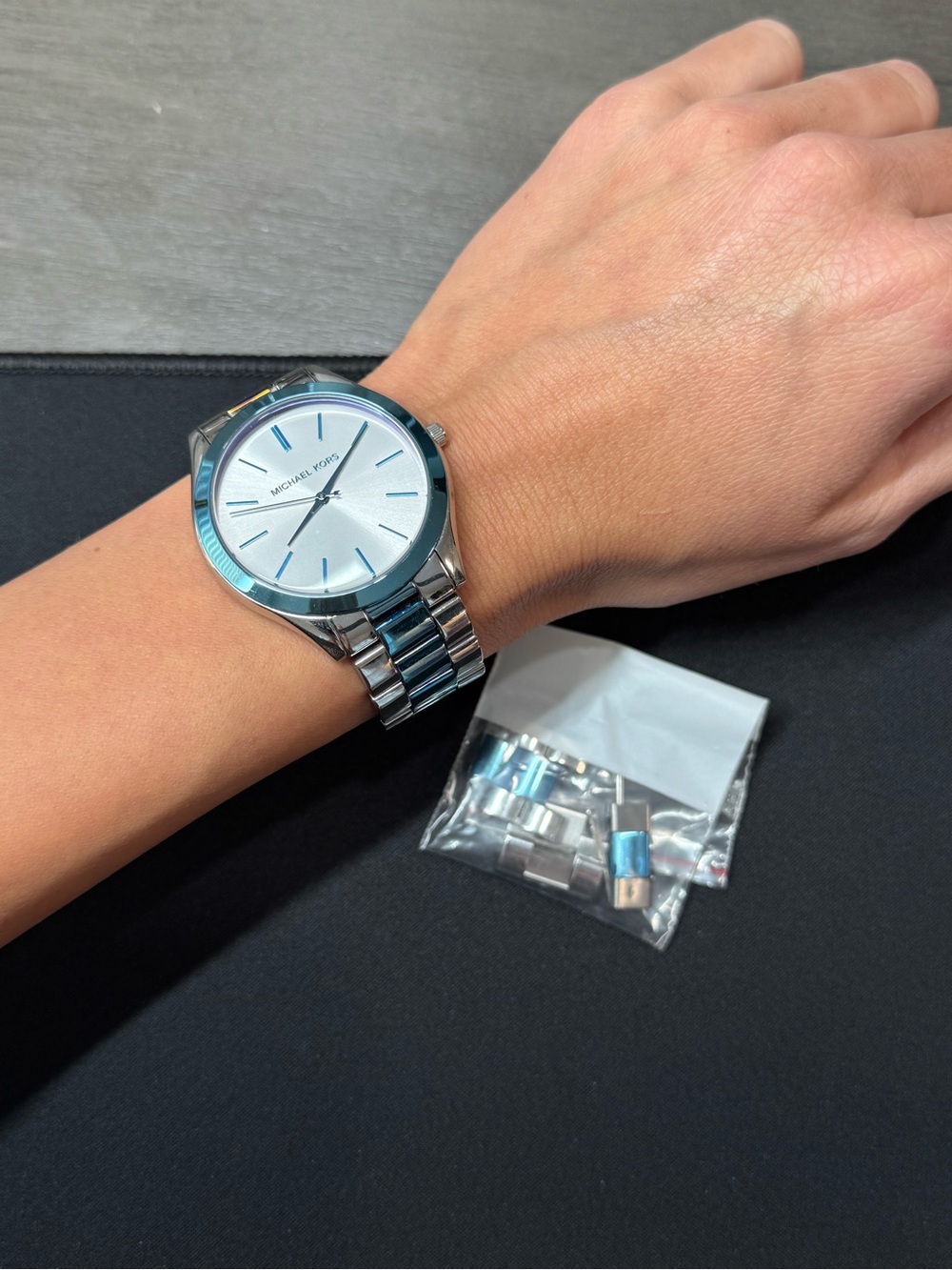 Michael Kors Silver-Tone with Blue strip Minimalist Watch - Picture 7 of 11